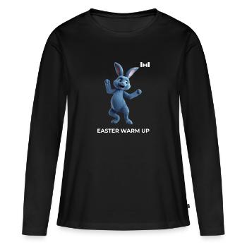 Lapin de Pâques bleu par bdecent - T-shirt manches longues Premium bio Femme - noir - Devant - Julia (174cm)