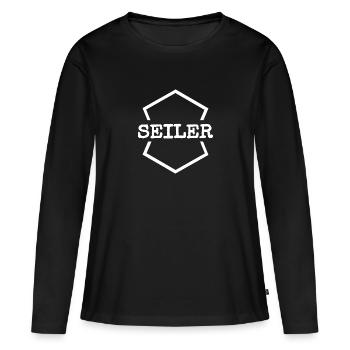 Arbeit Seiler - Frauen Premium Bio Langarmshirt - Schwarz - Vorne - Julia (174cm)