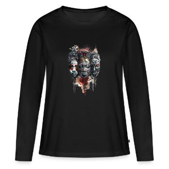 Afrique - T-shirt manches longues Premium bio Femme - noir - Devant - Julia (174cm)