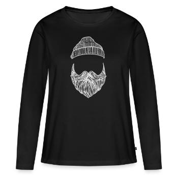 Barbe avec bonnet - T-shirt manches longues Premium bio Femme - noir - Devant - Julia (174cm)