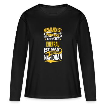 EHEFRAU - Frauen Premium Bio Langarmshirt - Schwarz - Vorne - Julia (174cm)