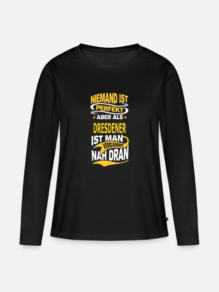 DRESDENER - Frauen Premium Bio Langarmshirt - Schwarz