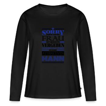 Vergeben an einen attraktiven Mann - Farbwechsel - Frauen Premium Bio Langarmshirt - Schwarz - Vorne - Julia (174cm)