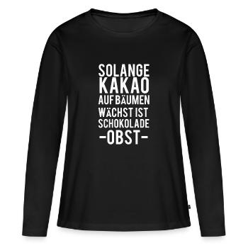 Schokolade - Frauen Premium Bio Langarmshirt - Schwarz - Vorne - Julia (174cm)