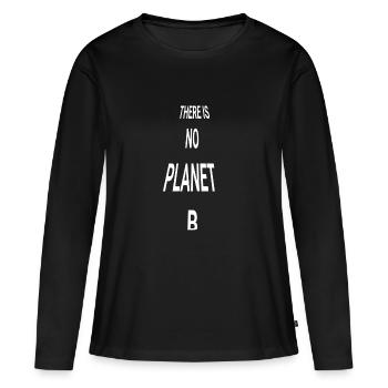 PAS de planète - T-shirt manches longues Premium bio Femme - noir - Devant - Julia (174cm)