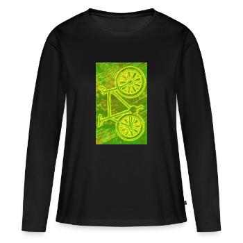 Fixie / Fahrrad NEON - Frauen Premium Bio Langarmshirt - Schwarz - Vorne - Julia (174cm)