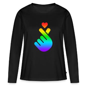 K Pop Coeur, Corée, K-Pop, Musique, Symbole, Gay Pride - T-shirt manches longues Premium bio Femme - noir - Devant - Julia (174cm)
