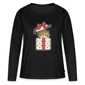 Elfe en cadeau - T-shirt manches longues Premium bio Femme - noir - Devant - Julia (174cm)