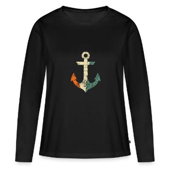 Anker - Frauen Premium Bio Langarmshirt - Schwarz - Vorne - Julia (174cm)