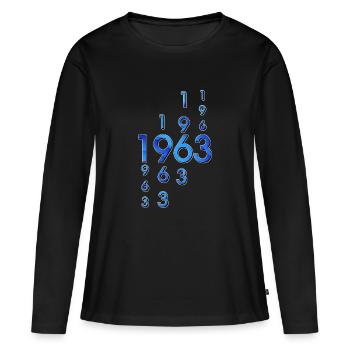1963 année - T-shirt manches longues Premium bio Femme - noir - Devant - Julia (174cm)