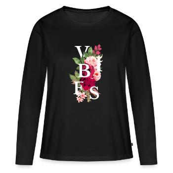 Vibes flowers - T-shirt manches longues Premium bio Femme - noir - Devant - Julia (174cm)