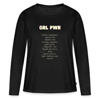 GRL PWR - Women's Premium Organic Long Sleeve Shirt - black - Front - Julia (174cm)