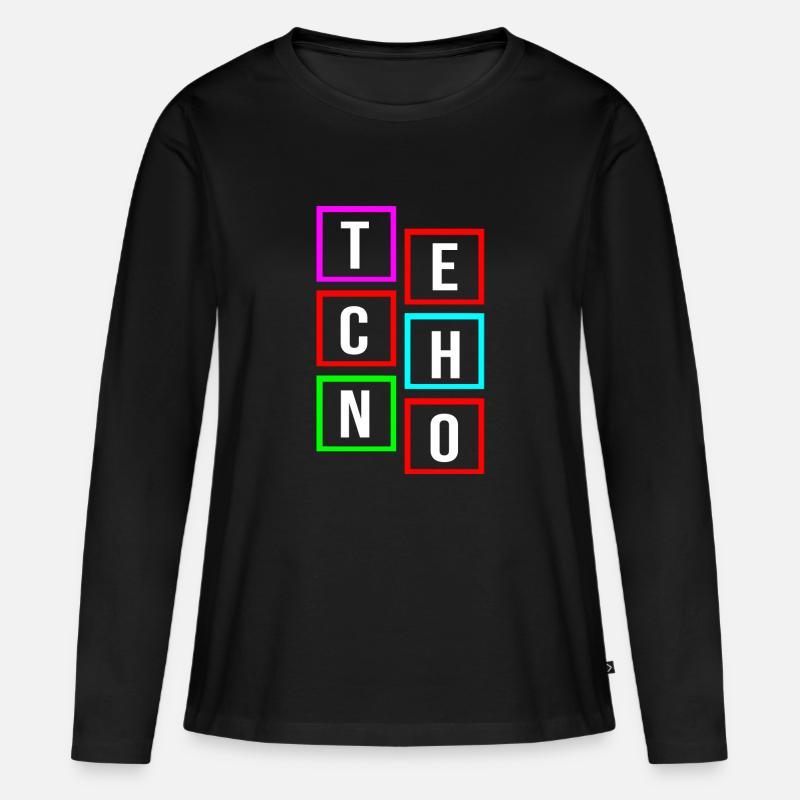 Techno-Logo - Frauen Premium Bio Langarmshirt - Schwarz