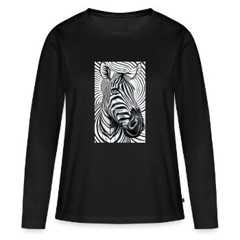 Psychedelisches Zebra - Frauen Premium Bio Langarmshirt - Schwarz - Vorne - Julia (174cm)