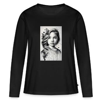 Mädchen in Schwarz und Weiß - Frauen Premium Bio Langarmshirt - Schwarz - Vorne - Julia (174cm)
