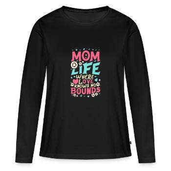 Une vie de maman où l’amour ne connaît pas de limites - T-shirt manches longues Premium bio Femme - noir - Devant - Julia (174cm)