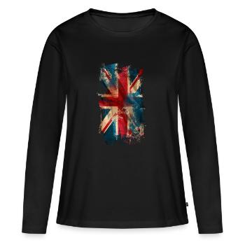 Vintage Union Jack - T-shirt manches longues Premium bio Femme - noir - Devant - Julia (174cm)