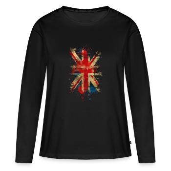 L’Union Jack - T-shirt manches longues Premium bio Femme - noir - Devant - Julia (174cm)