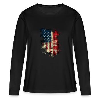 L’Amérique du grunge - T-shirt manches longues Premium bio Femme - noir - Devant - Julia (174cm)