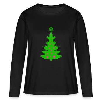 Weihnachtsbaum - Frauen Premium Bio Langarmshirt - Schwarz - Vorne - Julia (174cm)