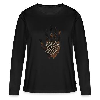 Illustration de rituel de la main - T-shirt manches longues Premium bio Femme - noir - Devant - Julia (174cm)
