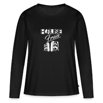 House Musik "House Frau" - Frauen Premium Bio Langarmshirt - Schwarz - Vorne - Julia (174cm)