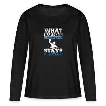 Happens underwater stays underwater, water polo - Frauen Premium Bio Langarmshirt - Schwarz - Vorne - Julia (174cm)