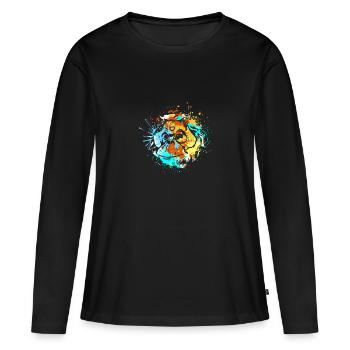 Splash Art Singe Bornéo Orang-outan - T-shirt manches longues Premium bio Femme - noir - Devant - Julia (174cm)