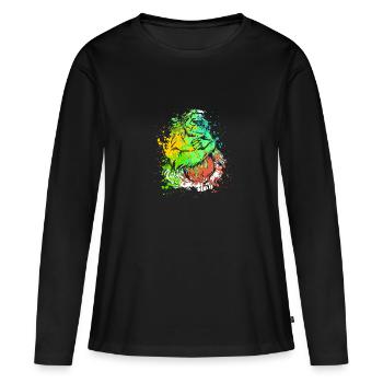 Splash Art Singe Bornéo Orang-outan - T-shirt manches longues Premium bio Femme - noir - Devant - Julia (174cm)