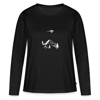 Dessiné Deltaplane Vol Montagnes Deltaplane - T-shirt manches longues Premium bio Femme - noir - Devant - Julia (174cm)