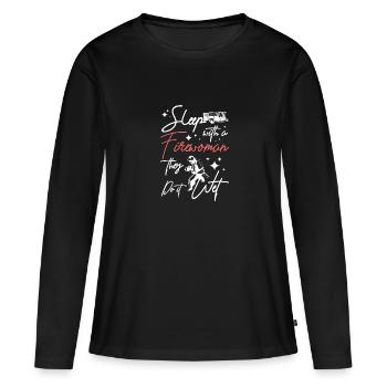 Dormir avec une pompière, ils le font mouillé - T-shirt manches longues Premium bio Femme - noir - Devant - Julia (174cm)