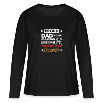Fier papa d’une fille pompière géniale - T-shirt manches longues Premium bio Femme - noir - Devant - Julia (174cm)