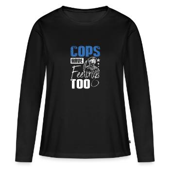 Les flics ont aussi des sentiments - T-shirt manches longues Premium bio Femme - noir - Devant - Julia (174cm)