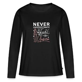 Ne sous-estimez jamais une fille en uniforme - T-shirt manches longues Premium bio Femme - noir - Devant - Julia (174cm)