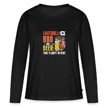 Football BBQ et bière, c’est pourquoi je suis ici tailgate - T-shirt manches longues Premium bio Femme - noir - Devant - Julia (174cm)