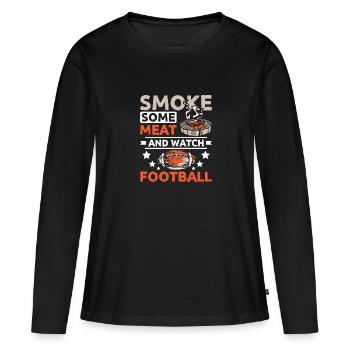 Hayon, fumez de la viande et regardez le football - T-shirt manches longues Premium bio Femme - noir - Devant - Julia (174cm)