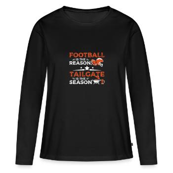 Le football est la raison pour laquelle le Tailgate est la saison - T-shirt manches longues Premium bio Femme - noir - Devant - Julia (174cm)