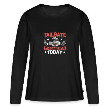 Talonner comme un champion aujourd’hui - T-shirt manches longues Premium bio Femme - noir - Devant - Julia (174cm)