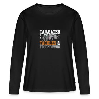 Hayons, plaqués et touchés - T-shirt manches longues Premium bio Femme - noir - Devant - Julia (174cm)
