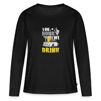 Vous klaxonnez nous buvons, drôle de boire du hayon - T-shirt manches longues Premium bio Femme - noir - Devant - Julia (174cm)