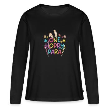 Lapins de Pâques Un Hoppy, Para - T-shirt manches longues Premium bio Femme - noir - Devant - Julia (174cm)
