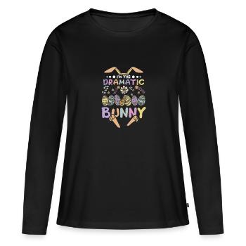 Je suis le lapin dramatique le jour de Pâques - T-shirt manches longues Premium bio Femme - noir - Devant - Julia (174cm)