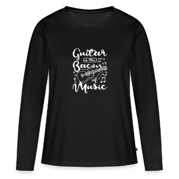 La guitare est le lard de la musique - T-shirt manches longues Premium bio Femme - noir - Devant - Julia (174cm)