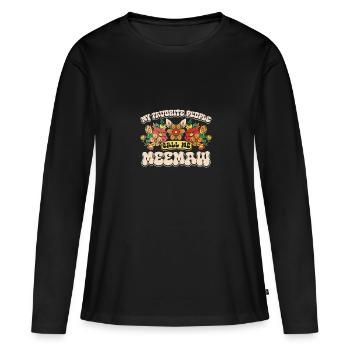 Mes personnes préférées m’appellent meemaw - T-shirt manches longues Premium bio Femme - noir - Devant - Julia (174cm)