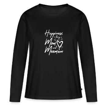 Le bonheur, c’est d’être une maman et de meemaw - T-shirt manches longues Premium bio Femme - noir - Devant - Julia (174cm)