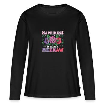 Le bonheur, c’est être un meemaw - T-shirt manches longues Premium bio Femme - noir - Devant - Julia (174cm)