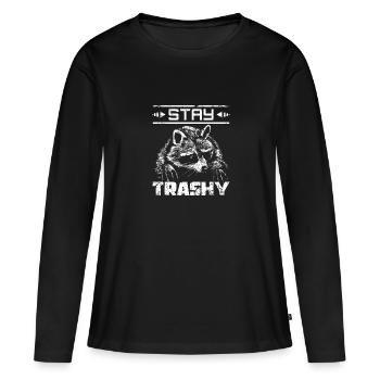 Restez raton laveur trash - T-shirt manches longues Premium bio Femme - noir - Devant - Julia (174cm)