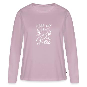 J’adore mes rats de compagnie - T-shirt manches longues Premium bio Femme - rose poudré - Devant - Julia (174cm)