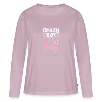 Dame rat folle - T-shirt manches longues Premium bio Femme - rose poudré - Devant - Julia (174cm)