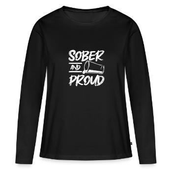 Sobriété Sobre et fière - T-shirt manches longues Premium bio Femme - noir - Devant - Julia (174cm)